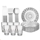 Kit Jantar 30 Peças Pratos Talheres Copos Vidro Mesa Posta