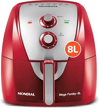 MONDIAL Fritadeira Sem Óleo Air Fryer 8L, Vermelho/Inox, 1900W, 220V - AFN-80-RI