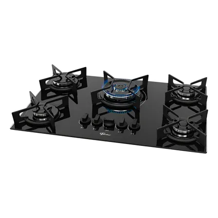 Cooktop a Gás Fischer 5 Bocas Fit Line Tripla Chama Trempe Iron