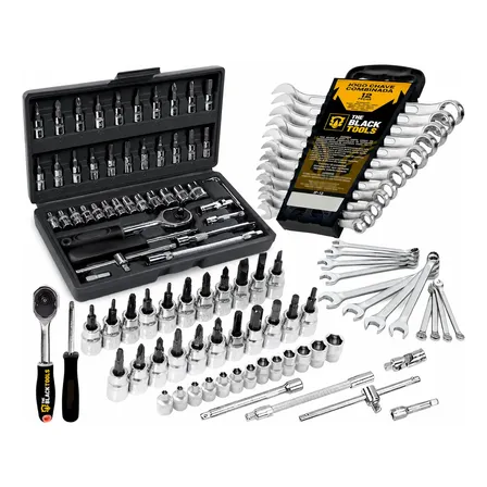Kit Ferramentas 46 Pçs + Jogo De Chaves Combinadas 12 Pçs