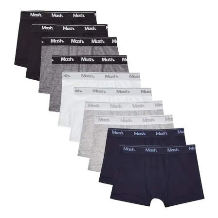 Kit Com 10 Cuecas Infantis Meninos Modelagem Boxer Mash 2 Brancas 2 Marinho 2 Pretas 2 Mesclas 2 Chumbo Liso Gg