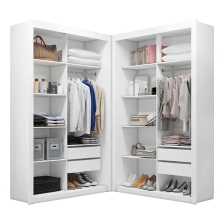 Closet Solteiro Premium 4 Gavetas Freijó Amoudi Móveis Cor Branco