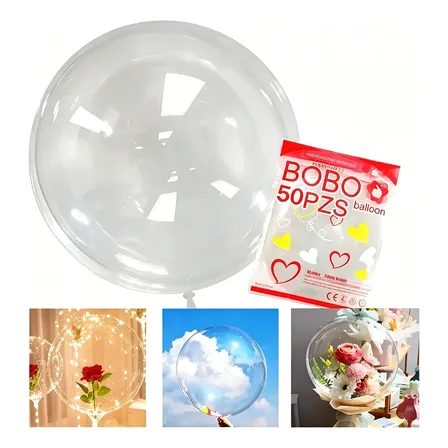 Kit 50 Balão Bubble 24 Polegadas 60cm Transparente Premium Transparente