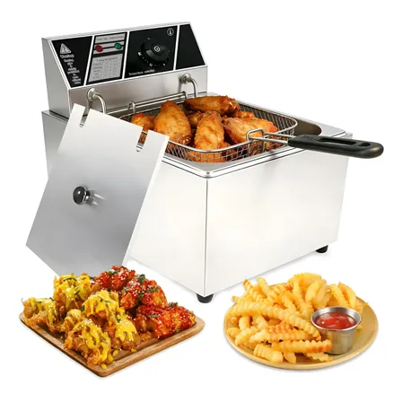 Fritadeira Elétrica Industrial 10l Inox Profissional Aço Inoxidável Prateado 127v 60hz