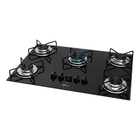 Cooktop a Gás Fischer 5 Bocas Fit Line Trempe Esmaltada Aramado