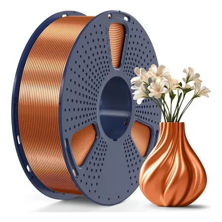 Impressora 3D Pla+ Silk Filament Sunlu, cor de superfície brilhante, cobre vermelho