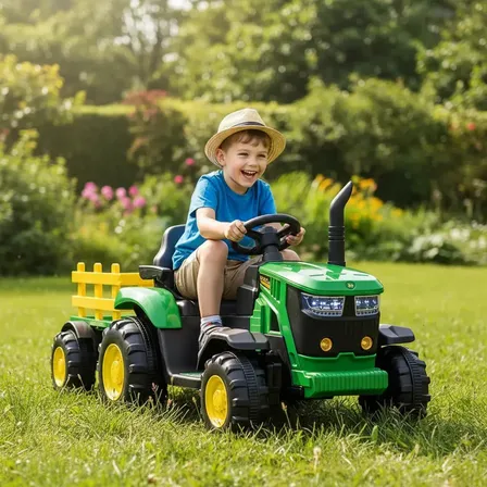 Trator Elétrico Infantil Verde JCB Fastrac 8330 Com Controle Remoto Suporta até 30kg