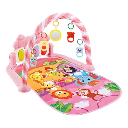Tapete Ginásio De Atividades para Bebê Musical Com Piano Interativo Color Baby Floresta Rosa