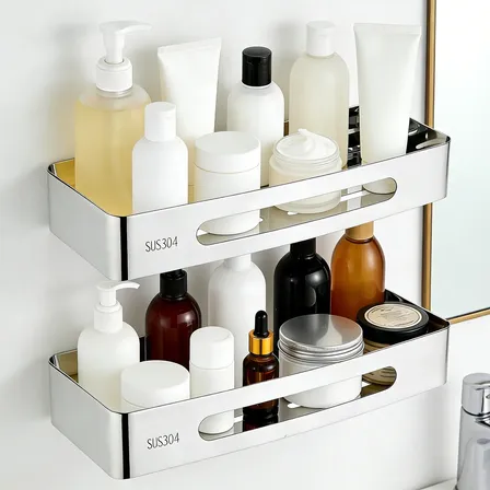 Kit 2 Suporte Porta Shampoo Sabonete Banheiro 304 Inox Prateado