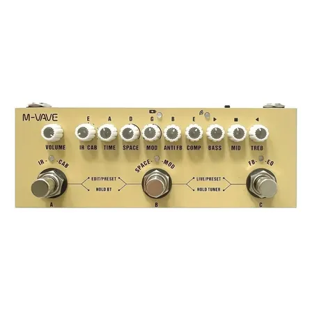 Pedal M-vave Cube Baby Ac Efeitos Reverb Compressor Bluetooth Bege