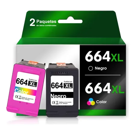Cartucho de Tinta Compatível 664 XL Preto e Color para HP Deskjet Ink Advantage (Kit com 2)