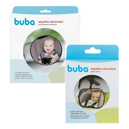 Kit 2 Espelho Retrovisor Buba Para Carro Com Ventosa Clip Cor Preto
