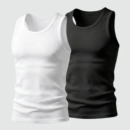 Kit 2 Regata Masculina Verão Treino Canelada Americana Slim