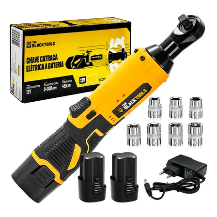 Chave Catraca Bivolt S/ Fio 12v 300rpm 45nm + 02 Bat Li-ion Amarelo 12 0