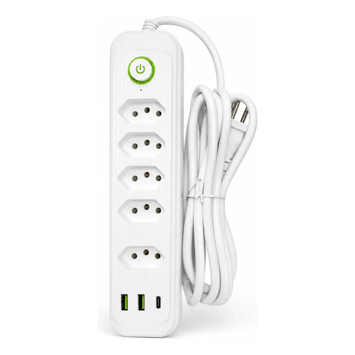 Extensão 5 Tomadas E 2 Usb 1 Pd Led Bivolt Power 110v/220v