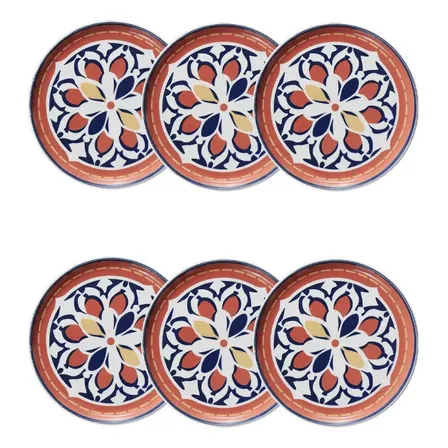 Jogo De 6 Pratos De Sobremesa Flat Sevilha 20cm Oxford