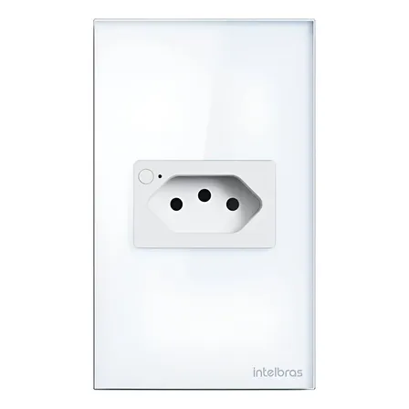 Tomada Inteligente 10A WiFi ETS 1001 Izy Smart Intelbras C/ Medidor Consumo Alexa Cor Branco
