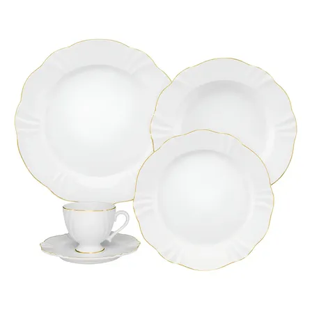 Aparelho De Jantar E Chá 30 Pçs Oxford Soleil Victória Cor Branco