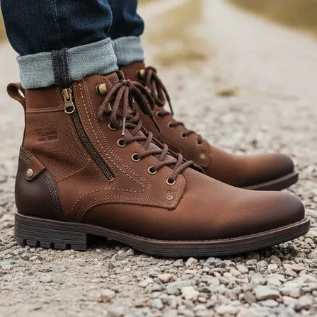 Bota Pegada Masculina Em Couro 180745 Chocolate Liso 39 Br