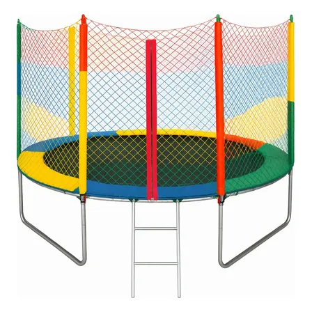 Cama Elastica 244 Alta Resistencia 270kg Fechamento Em Ziper Lona De Salto Preto Proteção De Molas Colorido