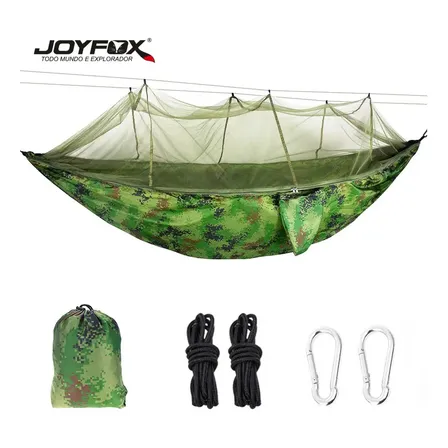 Rede de Dormir Joyfox com Mosquiteiro Camuflada para Camping 260cm x 140cm 300kg