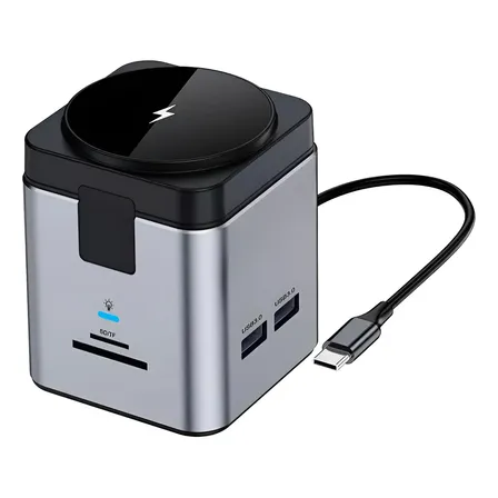 Hub Usb C 9 Em 1 Hdmi 4k Rj45 Usb 3.0 Pd 100w Qi 15w Sd Tf