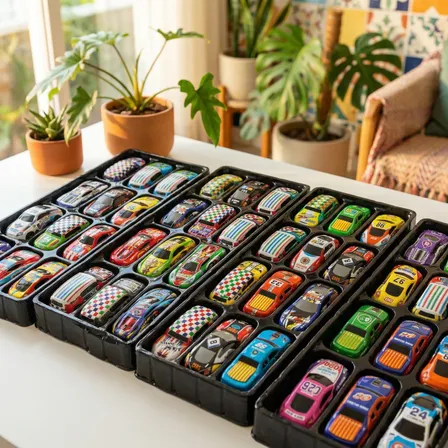 Kit 48 Carrinhos Miniatura Fricção Caixa Pista Sortidos 1:64 Cor Aleatória