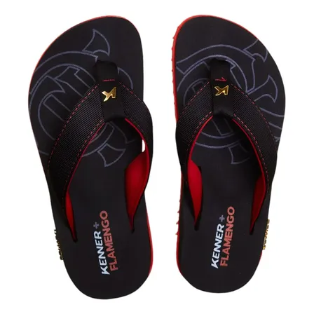 Sandália Masculina Kivah Flamengo Rubro-negra Kenner Vermelho/preto Liso 41 Br