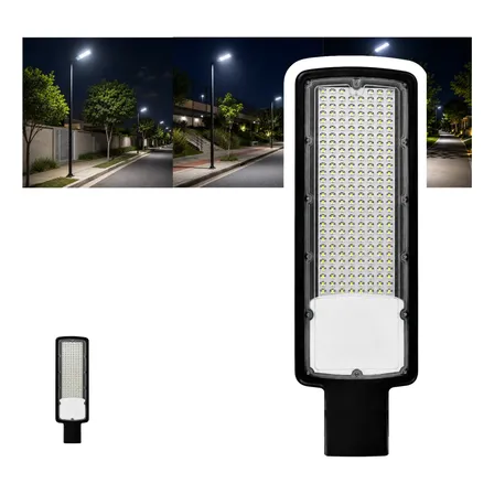 Luminária Led Para Poste 300w Iluminação Publica 6500k 127/220v Preto Branco-frio