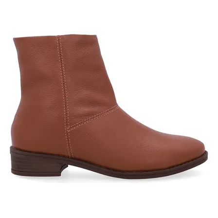 Bota Cano Curto Em Couro Usaflex Feminino Ap02003002 002-canela Bota Lisa 37 Br