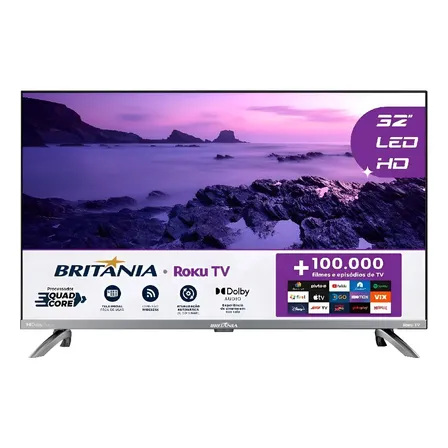 Smart Tv 32 Britânia Led Roku Tv Dolby Audio Hd B32cra