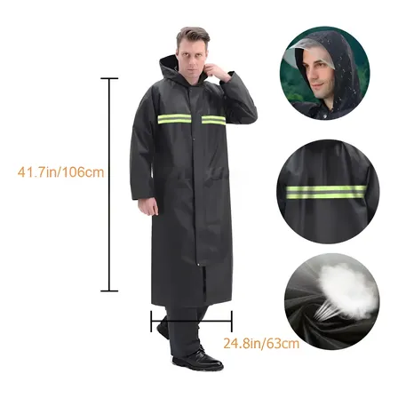 Capa Chuva Reforçada Pvc Impermeável Resistente Leve Unissex Preto G