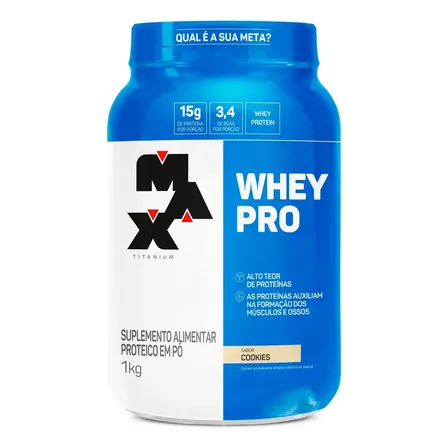 Suplemento Em Pó Whey Pro Max Titanium 1kg Sabor Cookies Cookies
