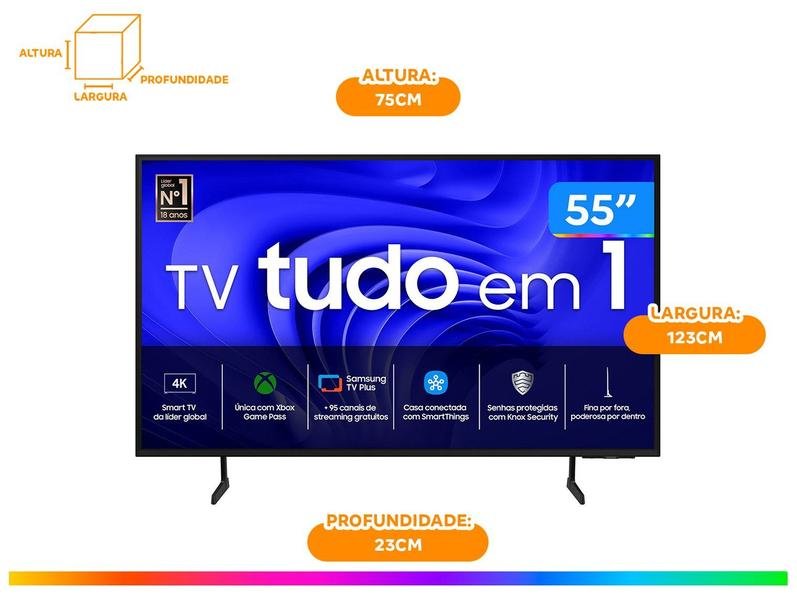 Smart TV 55” 4K UHD LED Samsung 55DU7700 - Wi-Fi Bluetooth Alexa 3 HDMI
