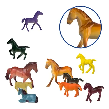 Kit 10 Cavalos De Borracha Animais De Brinquedo Presente