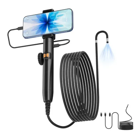 Boroscópio Endoscópio Industrial com Sonda de 8 mm e Rotação 360° para Celular