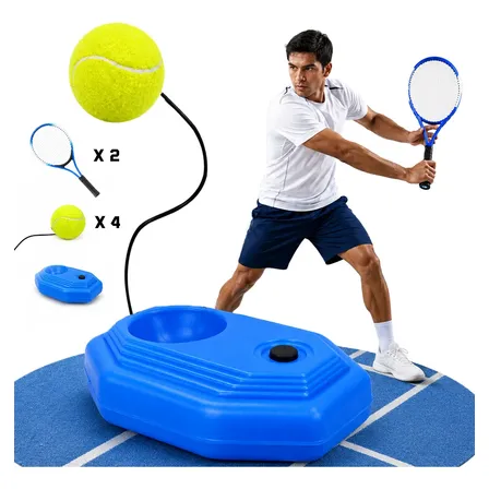 Kit Tênis 2 Raquetes Alumínio 4 Bolas Base Treino E Bolsa Azul