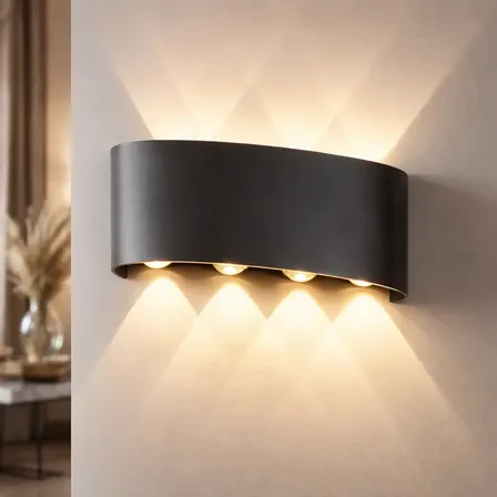 Arandela Externa Luminária Led Meia Lua Muitos Fachos Ip65 Preto 8led