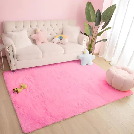 Tapete 2,00x1,50 Peludo Felpudo Sala E Quarto Cores Cor Rosa-chiclete Desenho Do Tecido Pelo Alto