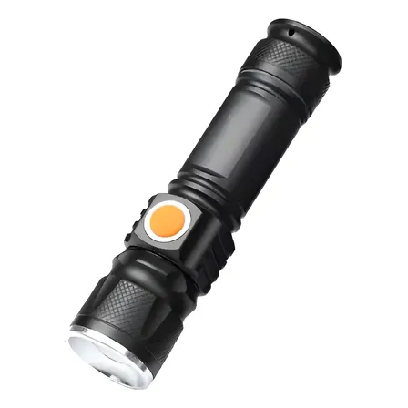 Mini Lanterna Led Profissional Recarregável Zoom Strobo Usb Branco Preto
