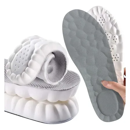 2 Pares Palmilha Ortopédica Conforto 4d Para Corrida 43-44 Branco