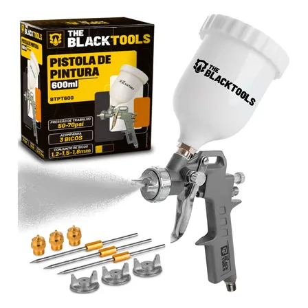 Pistola Pintura Gravidade 600ml 3 Bicos 1.2 1.5 1.8mm