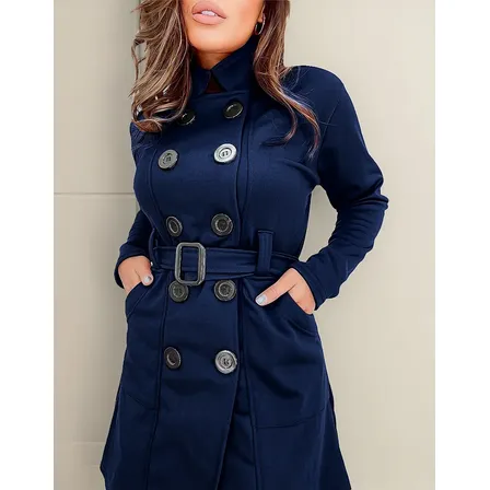 Sobretudo Feminino C/ Botões Casaco De Frio Grosso Inverno