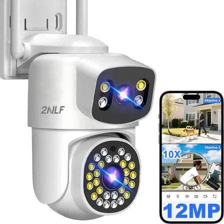 2nlf Wifi Câmeras De Segurança Visión Nocturna 360° Ip66 Audio Bidireccional 12mp 2 Lentes 2 Telas