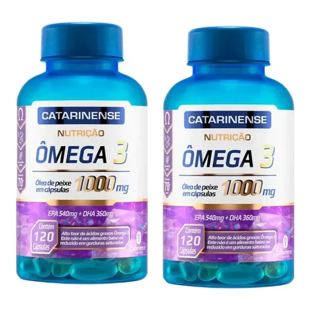 Kit 2 Ômega 3 Catarinense 1000mg Com 120 Capsulas Sabor Sem Sabor