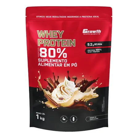 Suplemento em pó Growth Supplements Whey Protein Concentrado sabor Capuccino 1 kg