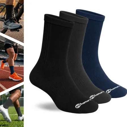 Kit 3 Pares Meias Poliamida Corrida Zhamaro Cano Alto Sport 1 Preta 1 Marinho 1 Cinza Lisa G - 39 A 43