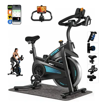 Bicicleta Ergometrica Spinning Magnética 190cm Bluetooth App Azul 0