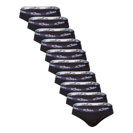 Kit 10 Cuecas Slip Go Tagless Masculina Zorba Cós Aparente Preto G