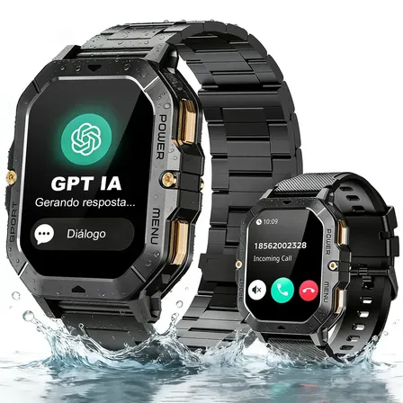 Relógio Inteligente Smartwatches Chamadas Com IA Gpt Bluetooth Preto NOVANTE Masculino Feminino Moda Esportivo Digital Tela Hd De 2.02 Ip68 10m Água 430mah Notificações Instantâneas Com Pulseira Aço